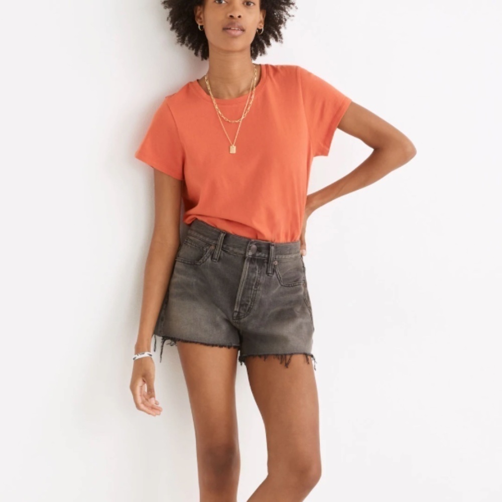 Madewell Relaxed Denim Butterfly Cotton Raw Hem Shorts Bienville Wash Size 29